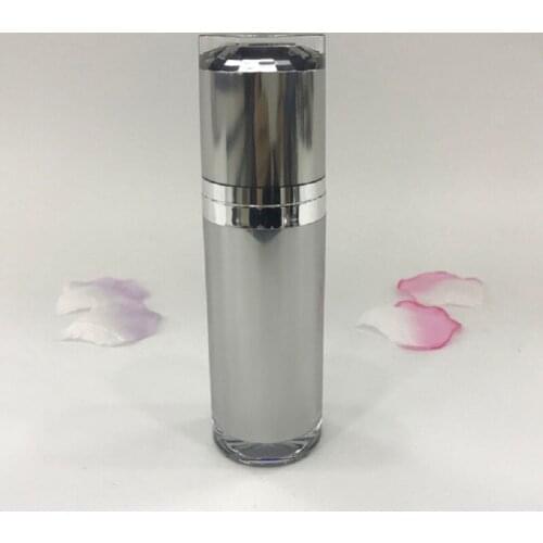 50ML cylinder shape acrylic silver airless bottle for lotion/foundation/serum/emulsion cosmetic packing