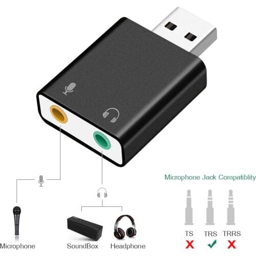 For Mac Window Computer Android USB to Jack 3.5mm 7.1 External USB Sound Card Headphone Audio Adapter Microphone Sound Card