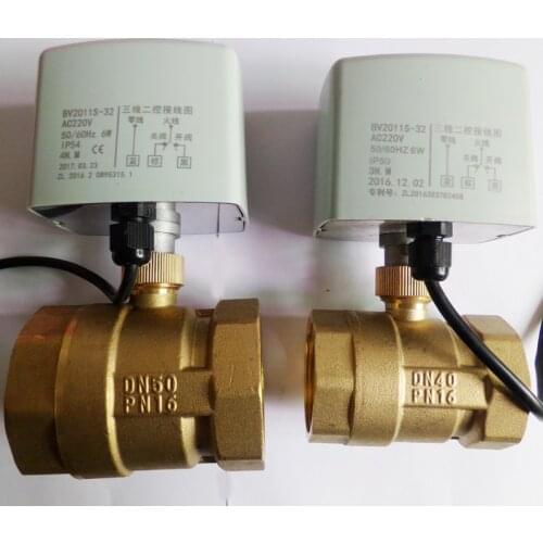 DN50 2 inch 2 way 3 wires 1 control Electric Ball Valve Brass Motorized Ball Valve Electric actuated Ball valve