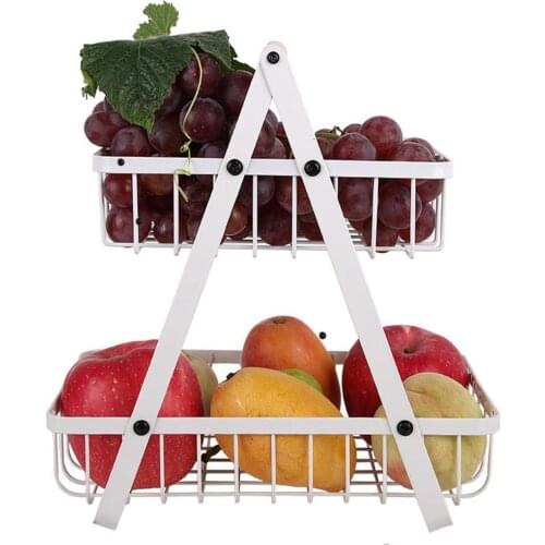 Double-layer Portable Fruit and Vegetable Basket Kitchen Storage Basket Storage Rack Kitchen Bedroom Shelf High-quality Products
