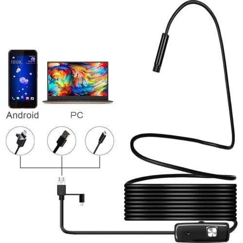 5.5mm Lens Type-C Endoscope USB Borescopes Waterproof Led Light Pipe Endoscope Inspection Camera For Android Windows Car Repair