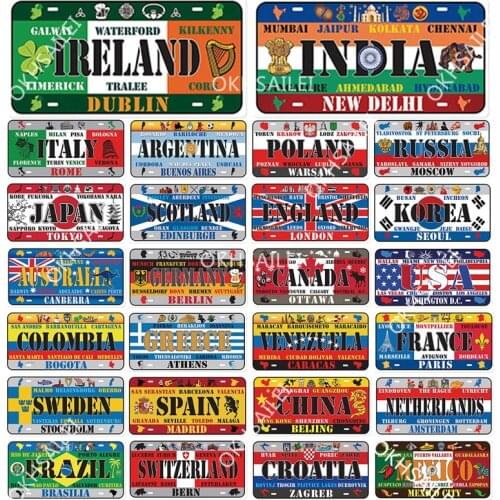 Flags Of Famous Countries In The World Animal Metal Sign Vintage Tin Sign Plaque Metal Vintage Wall Art Decor For Bar
