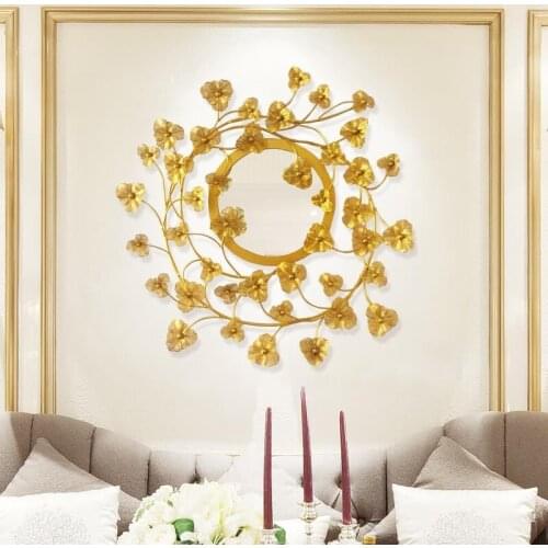 Chinese Flower Mirror Decorative Wall Mirror In Living Room Background Iron Wall Hanging In Corridor Room Decoration