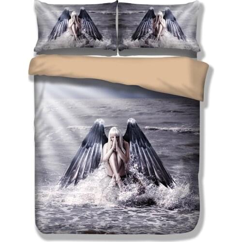 3D Angel Wings Bedding Set HD Print Duvet Cover Single Full Queen King Size Bedclothes