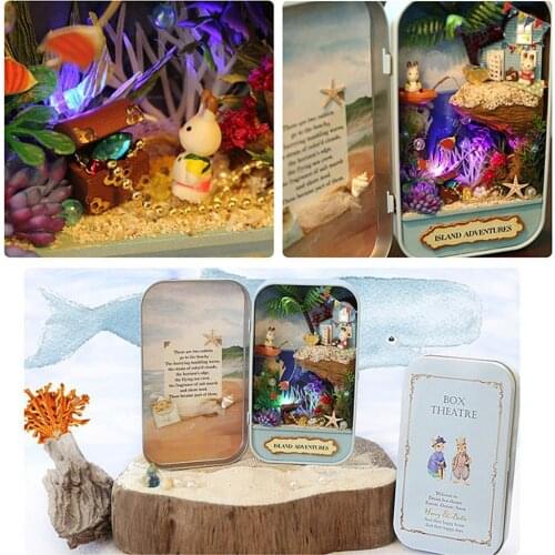 Doll House Furniture Box Wooden DIY Handmade Model Miniature Landscape Decor Toy