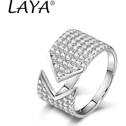 LAYA 925 Sterling Silver Fashion Retro Adjustable Opening Double-Strip Chunky Ring For Women Party High Quality Zircon Jewelry