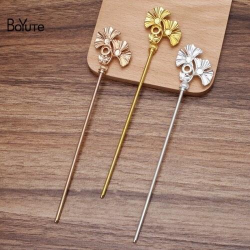 BoYuTe (2 Pieces/Lot) 32*39MM Metal Alloy Ginkgo Leaf Hair Stick Vintage Style Hair Accessories Diy Hand Made Jewelry Materials