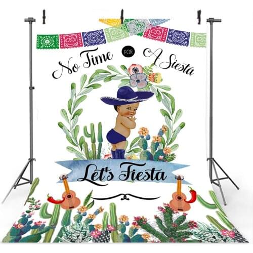 Mexican Fiesta Newborn Photography Backdrop Cactus Little Prince Photo Background Fiesta Baby Shower Party Banner Supplies