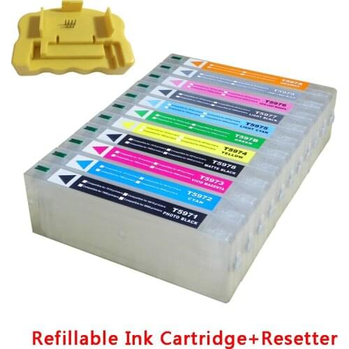 Refillable ink cartridges 700ML T6371 +chip resetter For Epson 7910 9910 large format printeron high quality