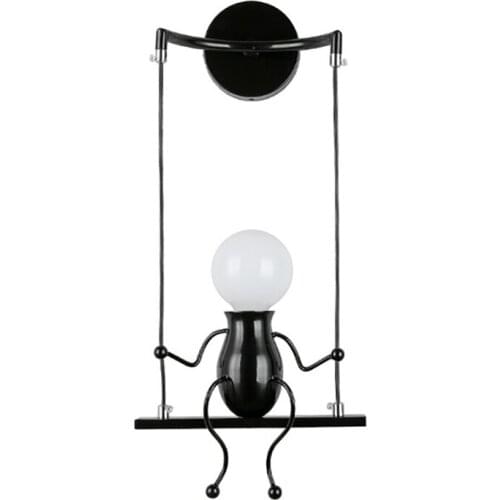 Wall Sconces Creative Single Little People Wall Light Modern Wall Sconce Lighting Bedroom Bedside Lamp, E27, White, Black, Red