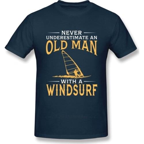 Never Underestimate An Old Man With A Windsurf T Shirt Boy Vintage T-Shirt Fashion New Arrival Casual