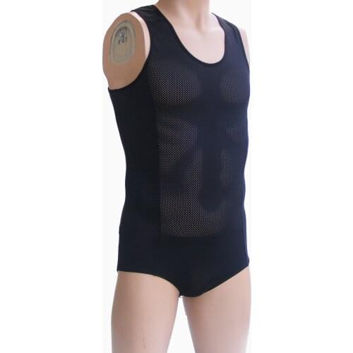 Brand Mens Sexy Underwear Male Mesh Vest Bodysuits Jumpsuit black, white E665