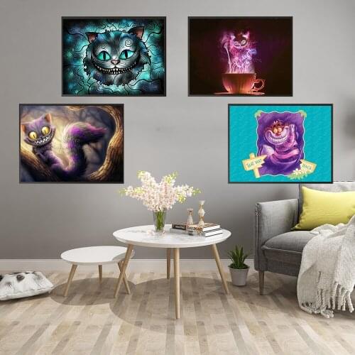 Anime Cartoon Canvas Painting Cheshire Cat New Arrivals Alice In Wonderland Poster Print Wall Art Picture Living Room Decoration