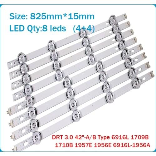 NEW!! 8 PCS(4*A,4*B) LED strips for LG INNOTEK DRT 3.0 42"-A/B Type 6916L 1709B 1710B 1957E 1956E 6916L-1956A 6916L-1957A
