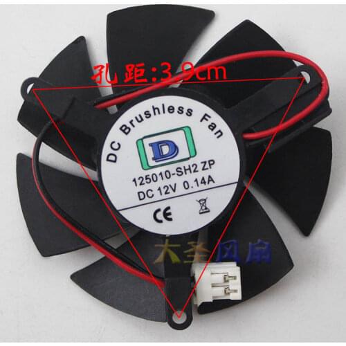 Original 125010-SH2 ZP DC12V 0.14A 5CM pitch 39mm Diameter 47mm graphics Video card Cooling fan