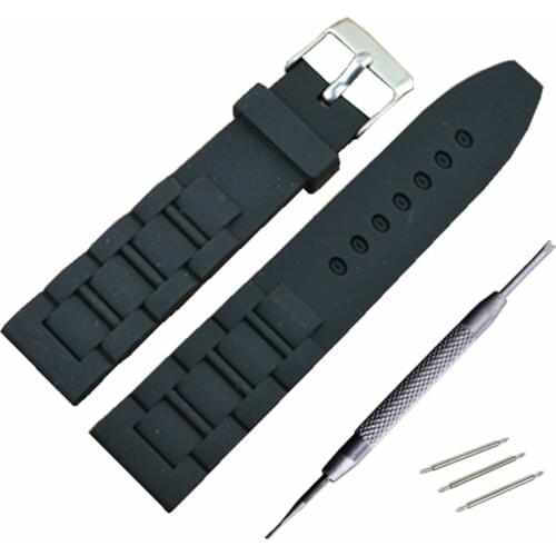 Band Silicone Rubber Strap Watch Crocodile Pattern Brown Black 20 22 24mm Durable Watchbands