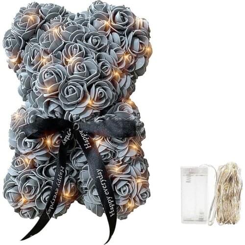 Rose Flower Bear Battery Light String 2021 Creative 25cm New Romantic Valentines Day Gift