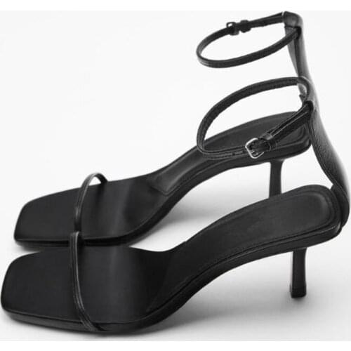 Female Sandal Clear Heels Black Shoes for Women Large Size Open Toe Girls Beige 2021 High Big Elastic Band Peep Spring Comfort