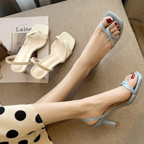 Women Sandals Clip Toe Fashion High Heels Sexy Summer Shoes Ladies Squre Toe Slip On Dress New Woman Shoe Office Female Pumps