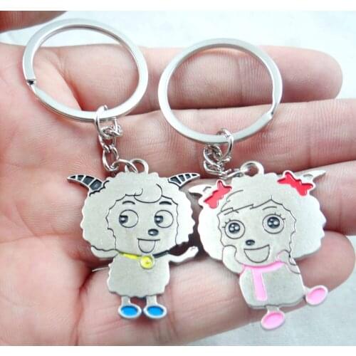 Alloy Keyring sheep carving key chain car pendant key chain free shipping 1 pairs