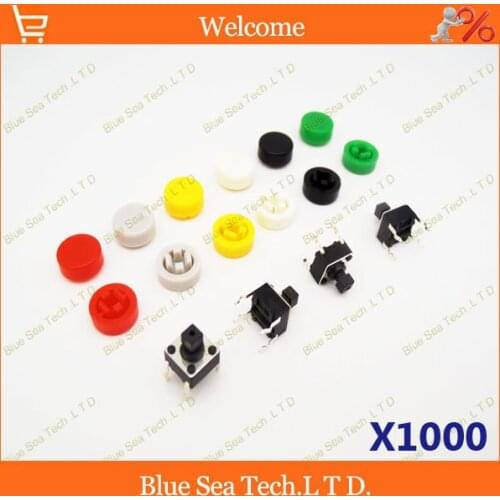 1000 Pcs Tactile Push Button Switch Cap,micro Switch button Cap 6 Color for 6*6*7.3mm button switch Free shipping