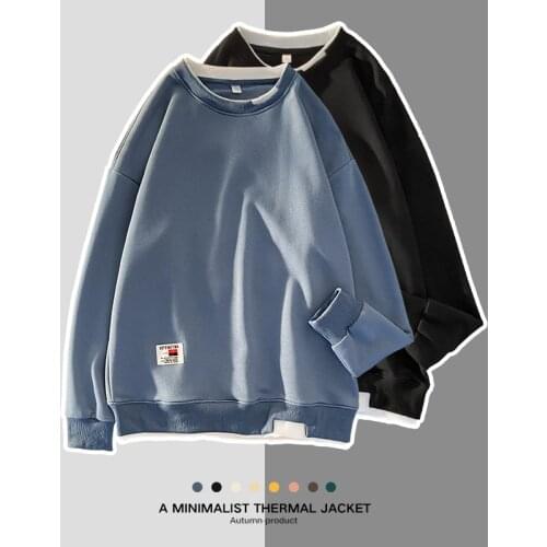 LISM New Fashion Hoodies Men Round Collar Solid Mens Oversized Sweatshirts Long Sleeve Trendy Streetwear Male Casual Pullovers