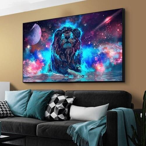 Funny Cute Colorful Lion Canvas Painting Poster Print Nordic Wall Art Picture For Living Room Home Decor Frameless