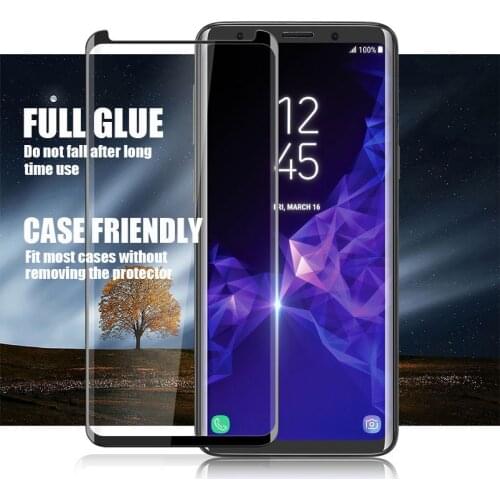 Full Glue 9H Tempered Glass For Samsung Galaxy Note 9 8 S9 S8 Plus S8Plus S9Plus 5D Curved Screen Protector Case Friendly Cover