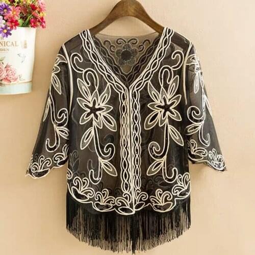 Womens 1920s Shawl Beaded Sequin Deco Evening Collar Shoulder Shrug Cape Bolero Flapper Cover Up Black/Red/Blue/Pink/Apricot