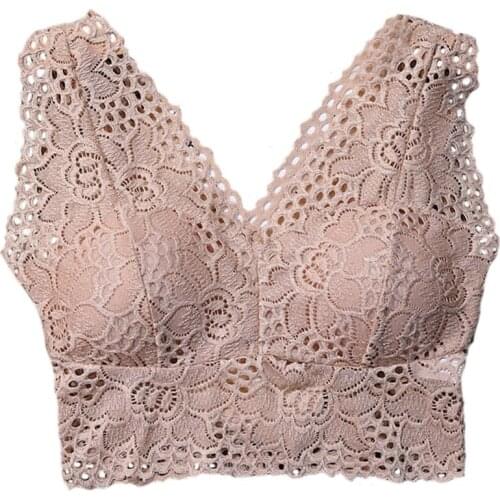 MYTL Women Flower Tank Top Bra Lace Floral Crochet Vest Crop Top