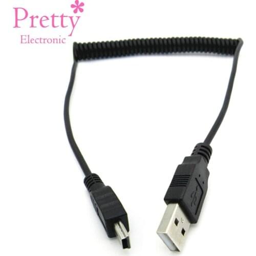 1.5m Mini USB Cable Fast Charging Data Cable For Cellular Phone Digital Camera HDD MP3 MP4 Player Tablets Spring Extension cable