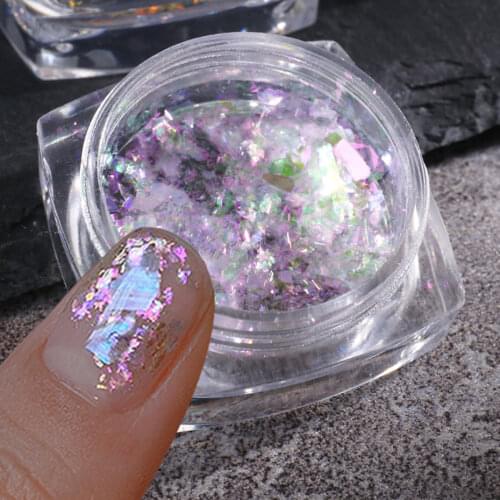 1 Box 3D Aurora Velvet Nail Glitter Sequins Crystal Opal Flakes Powder Dust Paillettte Nail Charms Nail Art Decoration NFXR01-07