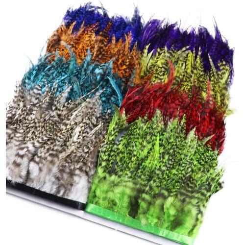 1Meters Natural Pheasant Feathers Trim Dyed Rooster Feathers Lace for Crafts Plume Wedding Dresses Decoration Feather Fabric