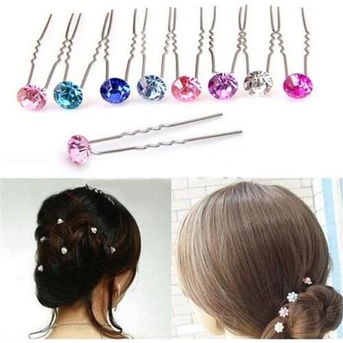 10Pcs Crystal Rhinestone Hairpins Hair Accessories for Girls Party Wedding Bridal Barrettes Hair Clips Headwear Girls Ornaments
