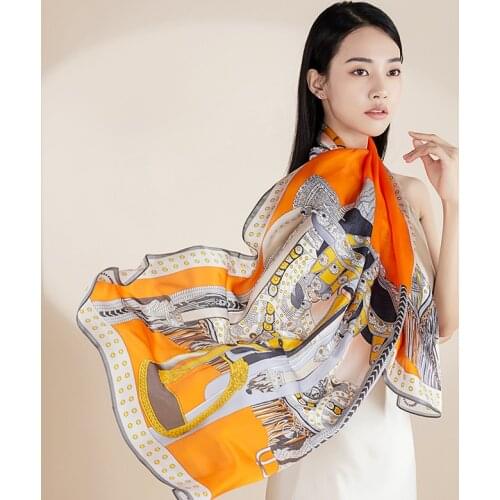 100% Silk Long Scarf Women Hangzhou Silk Scarves Casual Shawl Wraps Bufanda Headscarf Foulard Femme Print Satin Neck Scarf