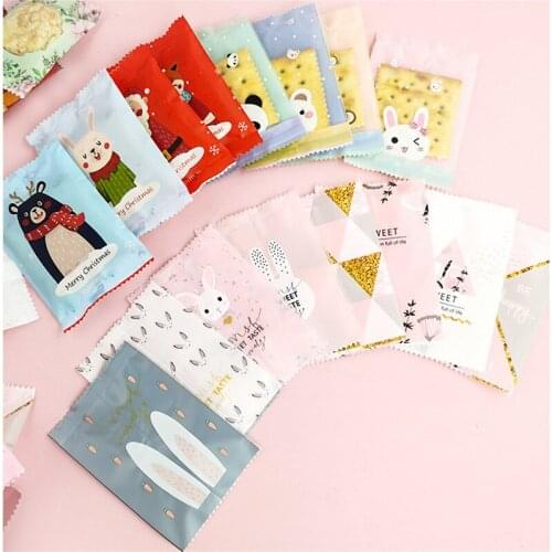 100Pcs Plastic Snowflake Crisp Packaging Flower Tea Biscuits Nougat Candy Machine Sealed Bags Xmas Gift Packing