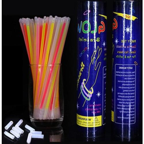 100Pcs Party Fluorescence Light Glow In The Dark Sticks Bracelet Necklace Neon Wedding Birthday Party Decoration Halloween Props