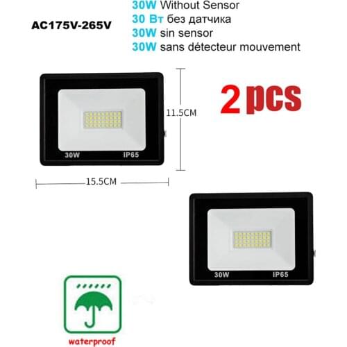 2 pcs 220V 10-100W LED FloodLight Spotlight Exterior Street wall reflector Light Garden Lamp LED Lights Body Induction Motion Se