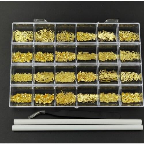 2400pcs Nail Metal Rivets Charms 3D Nail Art Decoration Star Moon 24 shapes Nail Studs Rivets 3D Nail Accessories