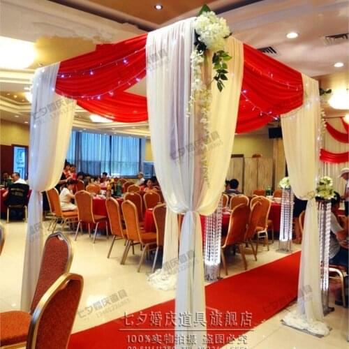 3M*3M*3M White&Red square canopy drape with stainless steel stand for wedding decoration,wedding stage decor