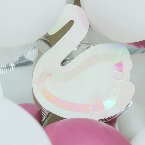 40pcs/set Pink Sparkle Disposable Party Tableware Swan Shape Paper Plate Birthday Wedding Party Decoration Supplies