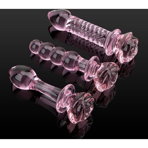 Anal Bead Pink Rose Flower Shape Anal Plug Prostate Massager Adult Products Butt Stimulation Sex Toys for Women Glass Dildo