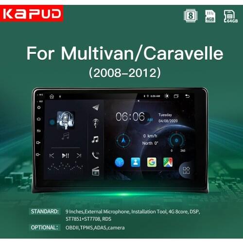 Kapud Octa-Core 9''Android 10 Car Radio Stereo Multimedia Player For Multivan/Caravelle 2008-2012 GPS Navigetion BT Wifi Audio