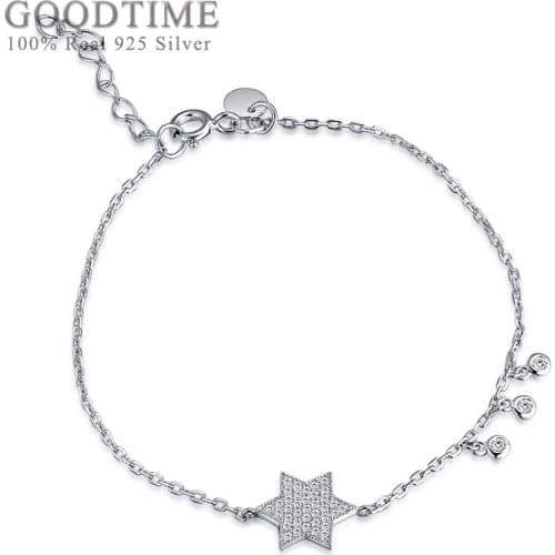Simple Bracelet For Women Pure 925 Sterling Silver Star Zircon Charm Bracelet Wristband Jewelry Accessories Gift For Girl