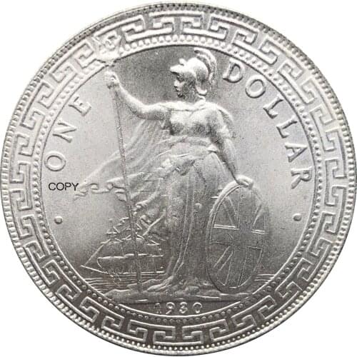 British 1 Dollar British Trade Dollar 1930 One Dollar Plated Silver Hong Kong Yi Yuan Copy Coin