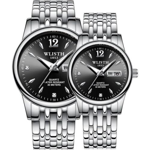 2019 Luxury Watch Top Brand WLISTH Fashion Auto Date Week Clock Men Women Watches Waterproof Stainless Steel Couple Watch Set