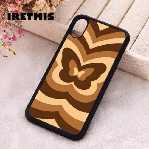 Iretmis 5 5S SE 2020 Phone Cover Case for iPhone 6 6S 7 8 Plus X Xs XR 11 12 Mini Pro Max Rubber Silicone Brown Butterfly
