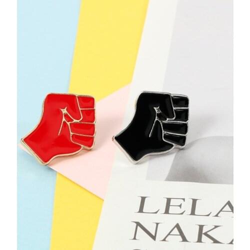Raised Fist of Solidarity Enamel Pins Black Red Power Brooch Bag Clothes Lapel Pin Badges Accessories Gift for Women Men Jewelry