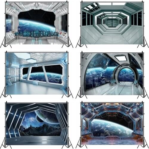 Birthday Backgrounds Universe Earth Spaceship Capsule Interior Little Astronaut Photography Backdrops Baby Portrait Photozone