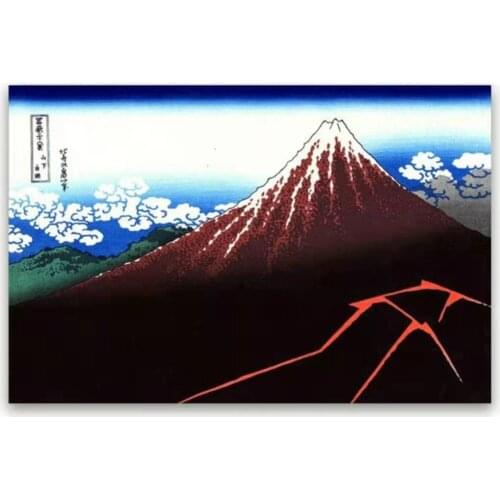 Japanese Style Ukiyoe Canvas Painting Vintage Mount Fuji Landscape Wall Art Poster Picture for Living Room Home Decoration